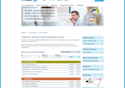Seminarübersicht der Thomae-Akademie auf selfmedic.de